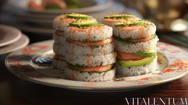 Delicious Sushi Plate - Culinary Delight AI Image