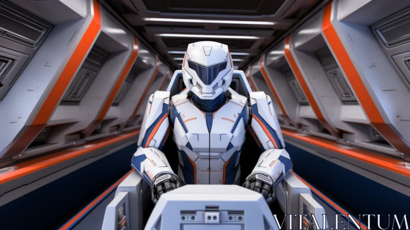 Futuristic Spaceship Interior with Pilot in Spacesuit AI Image