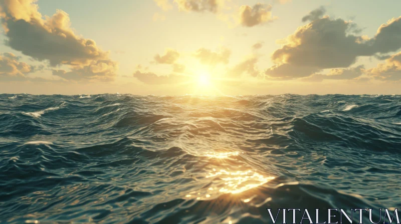 Golden Sunset Seascape: Tranquil Beauty AI Image