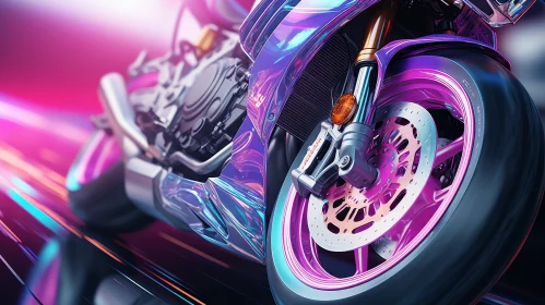 Sleek and Powerful Futuristic Motorcycle in Pink and Purple