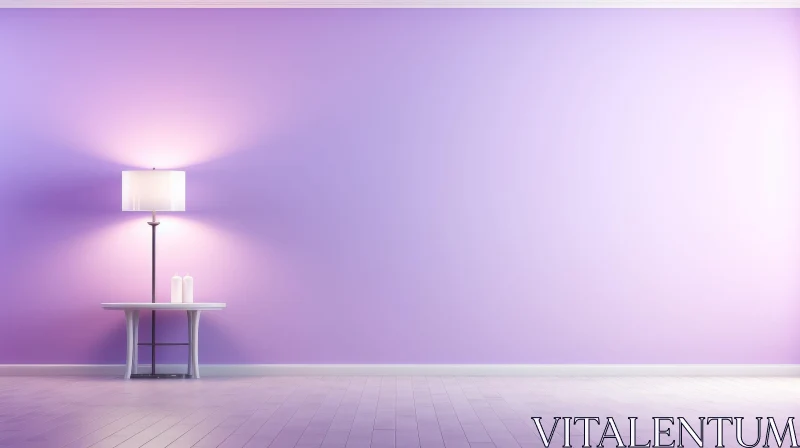 Tranquil 3D Room Rendering with Lavender Wall AI Image