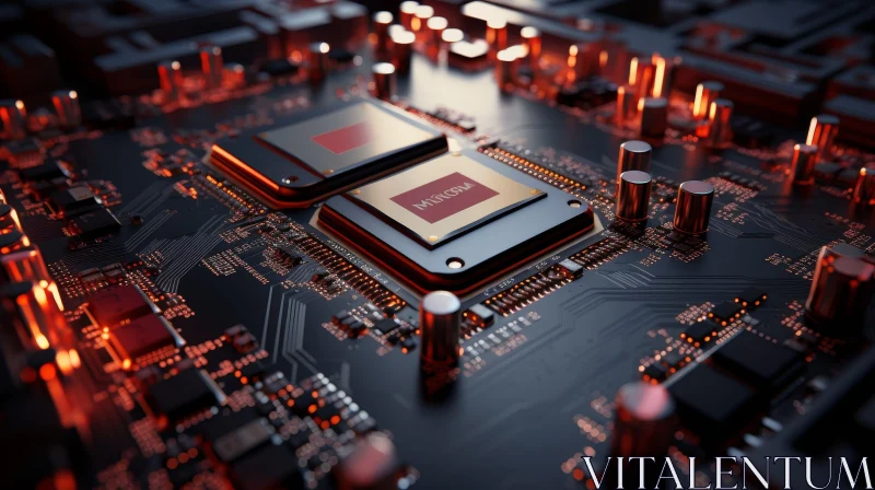 AI ART AMD Ryzen CPUs on Computer Circuit Board Close-Up