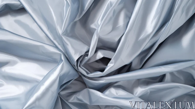 Crumpled Silver Silk Fabric Texture AI Image