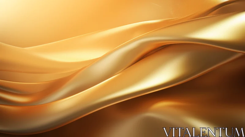 Golden Silk Cloth - Luxurious 3D Rendering for Background or Display AI Image