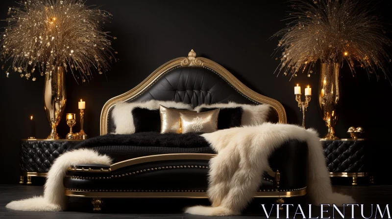 Luxurious Black and Gold Bedroom Design AI Image