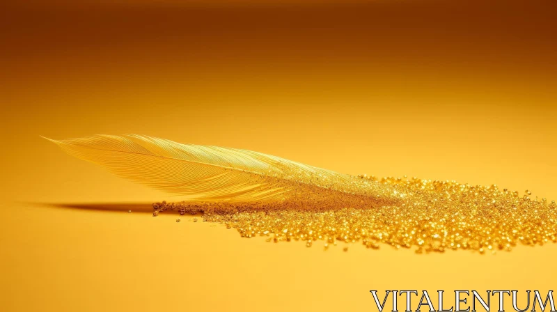 AI ART Luxurious Gold Feather and Glitter Composition