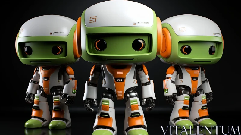 Adorable Cartoon Robots - 3D Rendering AI Image