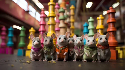 Colorful Mice on Chessboard - Unique Outfits