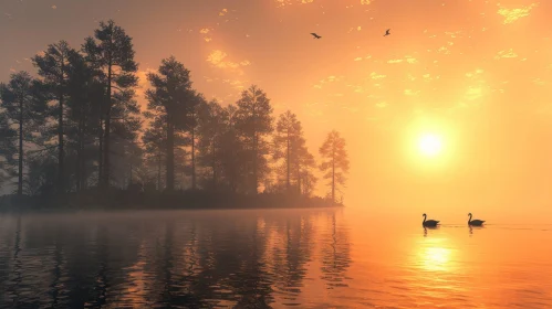 Tranquil Lake Sunset - Nature's Beauty Captured
