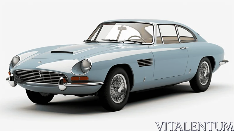 Vintage Aston Martin Automobile Car on White Background - 3D Model AI Image