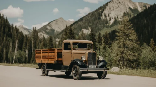 Vintage Ford Truck on Mountain Road