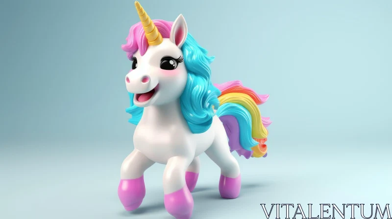 AI ART Adorable Rainbow Unicorn 3D Rendering