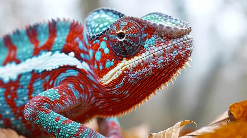 Colorful Chameleon Close-Up in Natural Setting