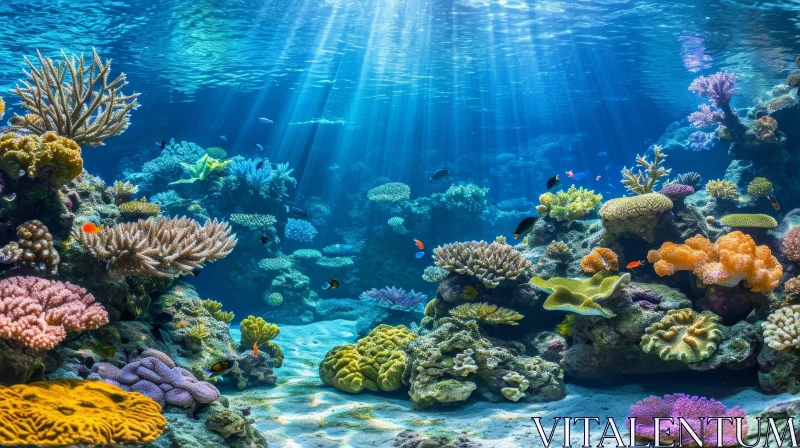 Enchanting Coral Reef Under Sunlight AI Image