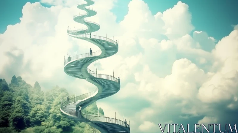 Ethereal Staircase Ascending to the Heavens AI Image