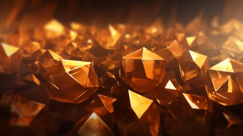 Golden Polyhedron Crystal Abstract Render