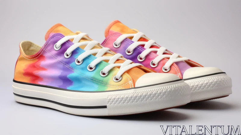 Multi-Colored Sneakers on White Background AI Image