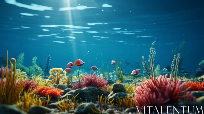 AI ART Tranquil Underwater Scene with Colorful Fish and Coral