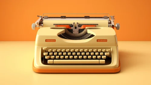 Vintage Typewriter on Orange Background