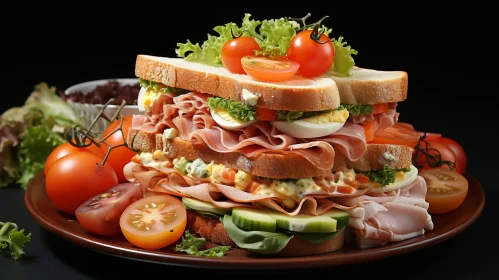 Delicious Club Sandwich on Plate - Food Photography