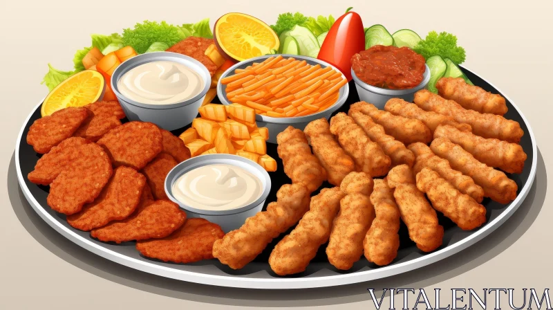 AI ART Delicious Fried Chicken Platter - Perfect Party Snack