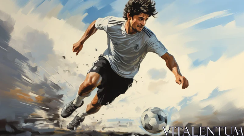 Dynamic Soccer Player Painting | Action Athlete Artwork AI Image