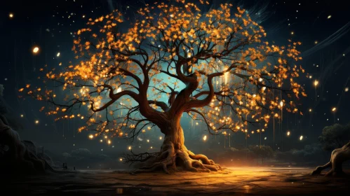 Golden Crown Tree in Enchanting Forest