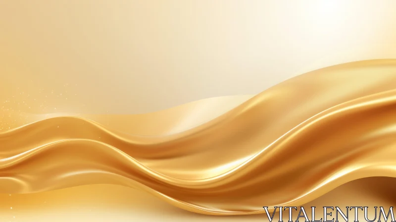 Golden Wave - Smooth 3D Rendering AI Image