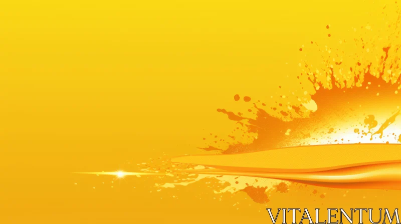 Vivid Yellow Abstract Background with Orange Splash AI Image