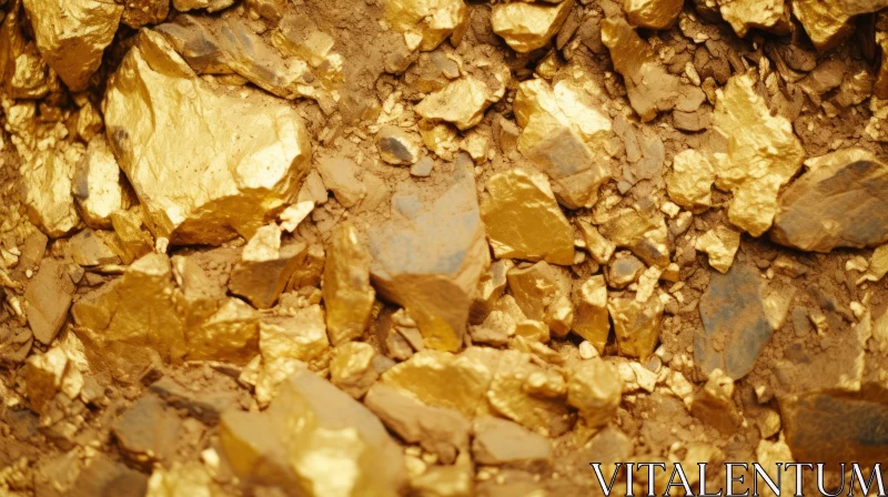 AI ART Assorted Gold Nugget and Rock Pile Close-up