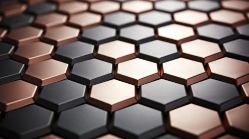 Black and Copper Metal Hexagons Background | 3D Rendering Illustration