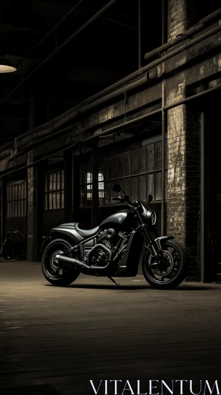 Dark Warehouse Motorcycle: Detailed Portraitures | Canon EOS 5D Mark IV AI Image