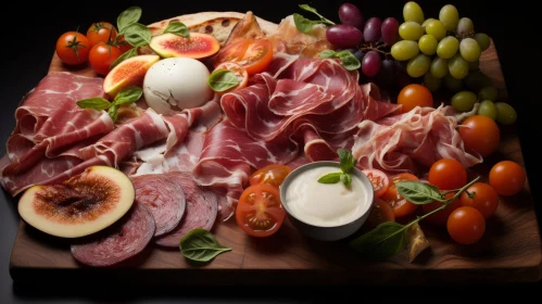 Delicious Charcuterie Board with Meats, Cheeses, and Fruits
