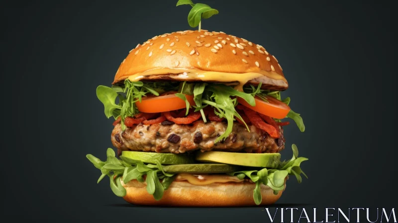 Delicious Plant-Based Hamburger Photography AI Image