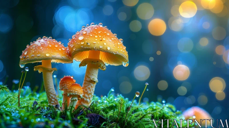 Enchanting Mushroom Close-up in Forest AI Image