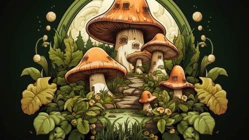 Enchanting Mushroom Forest Illustration