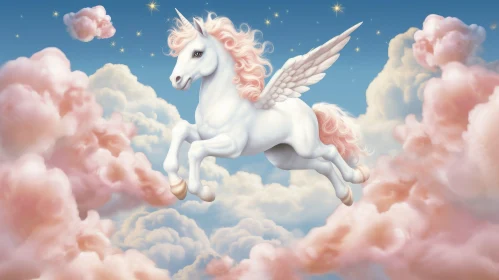 Enchanting Unicorn Flying in Dreamy Sky