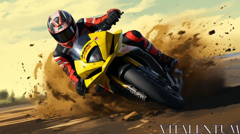 AI ART Thrilling Motorcycle Racing Action on Dirt Track