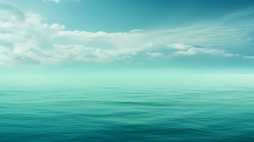Tranquil Seascape: Deep Blue Ocean and Calm Waters