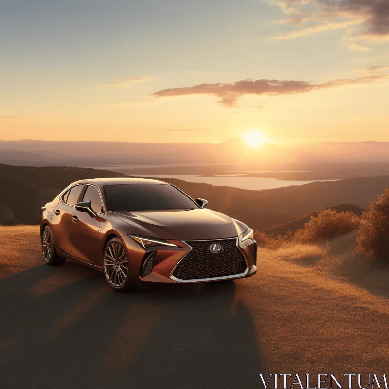 2020 Lexus ES on Mountain at Sunset | Romantic Landscape AI Image