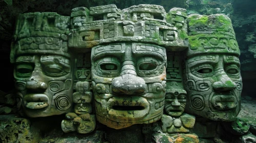 Ancient Mayan Stone Masks Photography