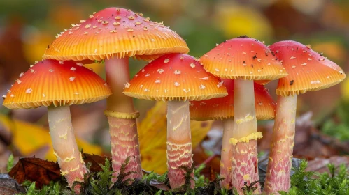 Detailed Mushroom Cluster in Forest