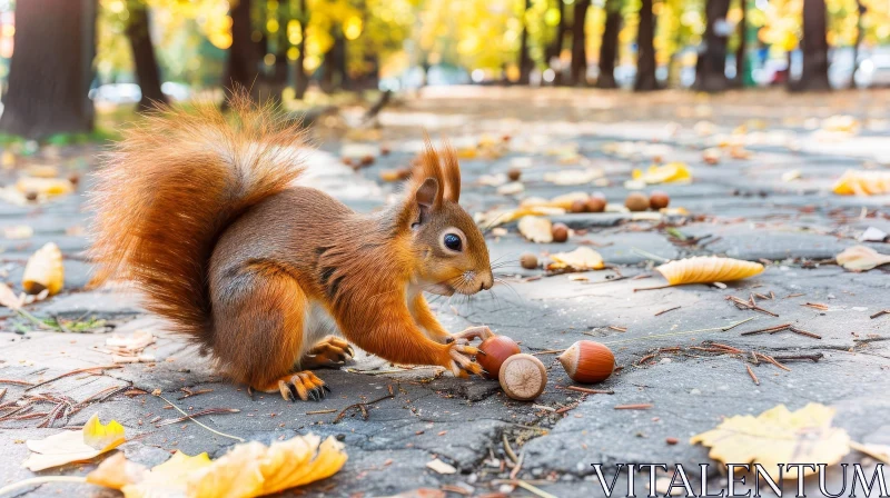 Detailed Squirrel Photography in a Park AI Image