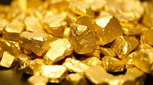 Luxurious Shiny Gold Nuggets on Black Surface