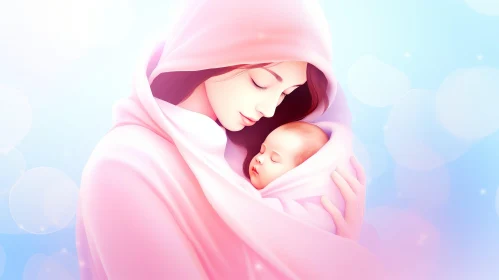 Mother and Baby Painting - Heartwarming Artwork
