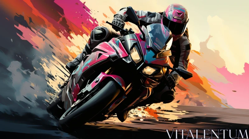 AI ART Pink and Black Motorcycle Racing Scene