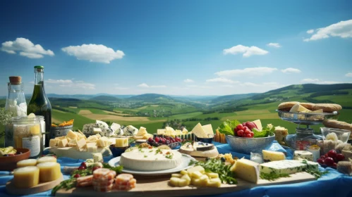 Scenic Cheese and Fruit Table Setting