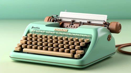Vintage Green and Cream Typewriter 3D Render