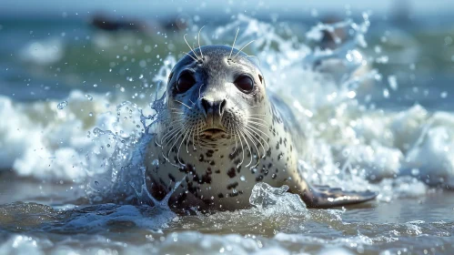 Close-Up Seal Swimming in Ocean - Wildlife Photography