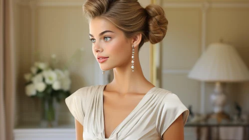 Elegant Woman in Silver Dress